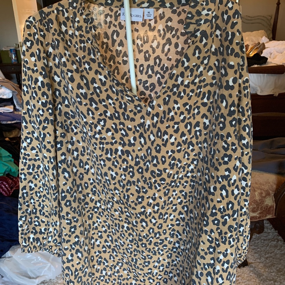Kim Rogers long sleeve v neck cheetah top. Never worn